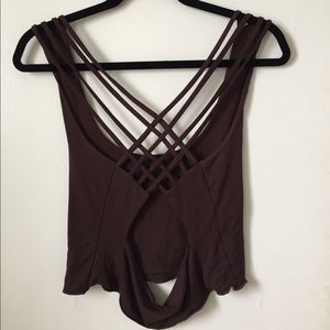Super Cute Brown Cross-back Crop Top!